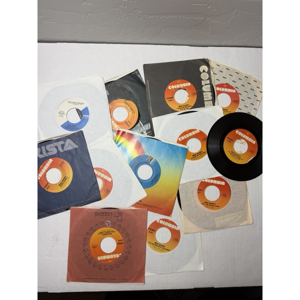 Moe Bandy Lot of 12 vtg vinyl records, 24 songs, 45 rpm